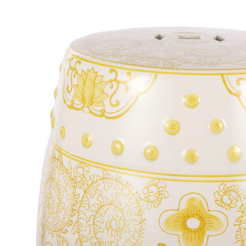 Double Happiness 18" Chinoiserie Ceramic Drum Garden Stool - JONATHAN Y